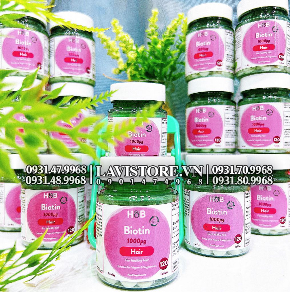 (09/2024) Viên uống mọc tóc Biotin 1000mg Hair 60 viên Holland & Barrett