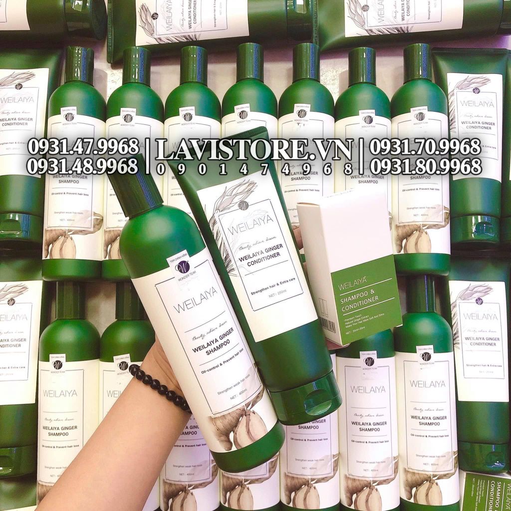 (11/2026) (TEM NÂU) Gội xả gừng WEILAIYA 400ML - HÀ THỦ Ô (tặng set mini)