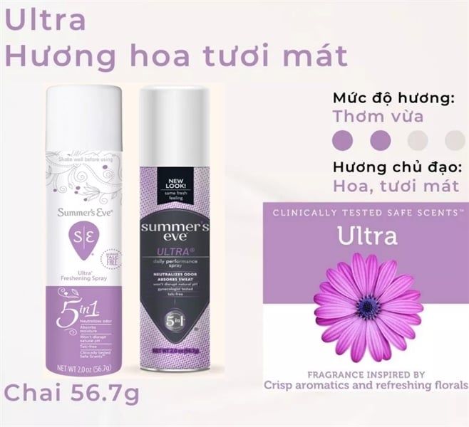 Xịt thơm kháng khuẩn Summer’s Eve 56,7ml - ULTRA (Hương hoa tươi mát)