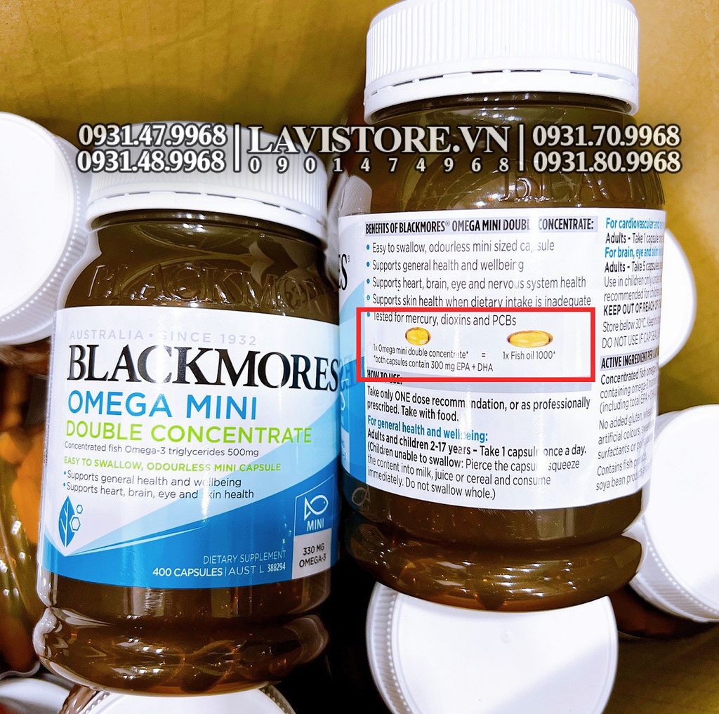 MẪU MỚI - Dầu cá Omega Mini Double Concentrate Blackmores 400v