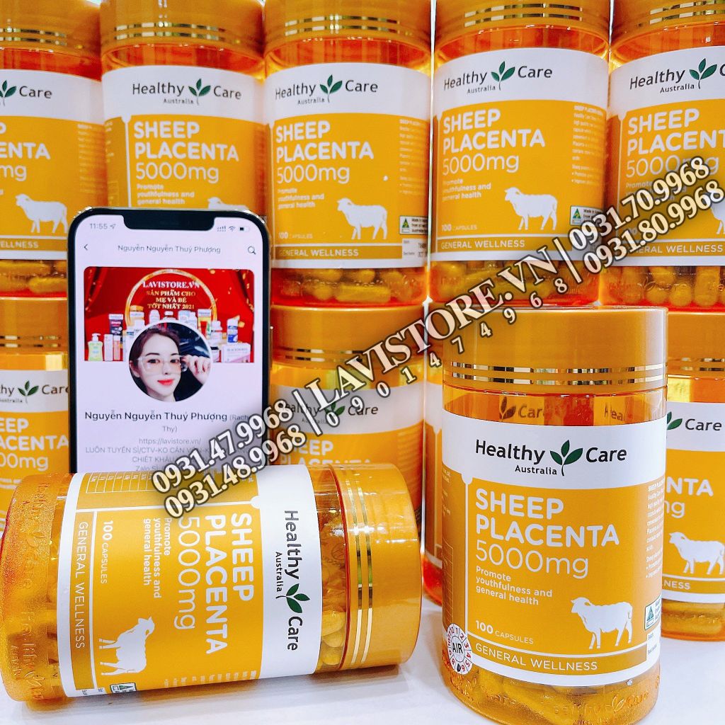 (02/2026) Nhau thai cừu Sheep Placenta 5000mg Healthy Care 100v
