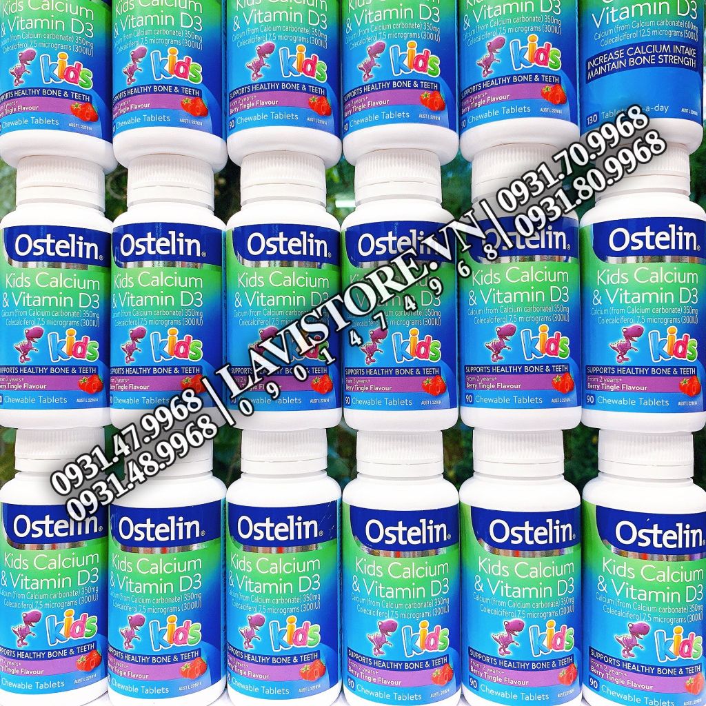 (07/2025) Ostelin Kids Calcium D3 Chewable 90v (khủng long)