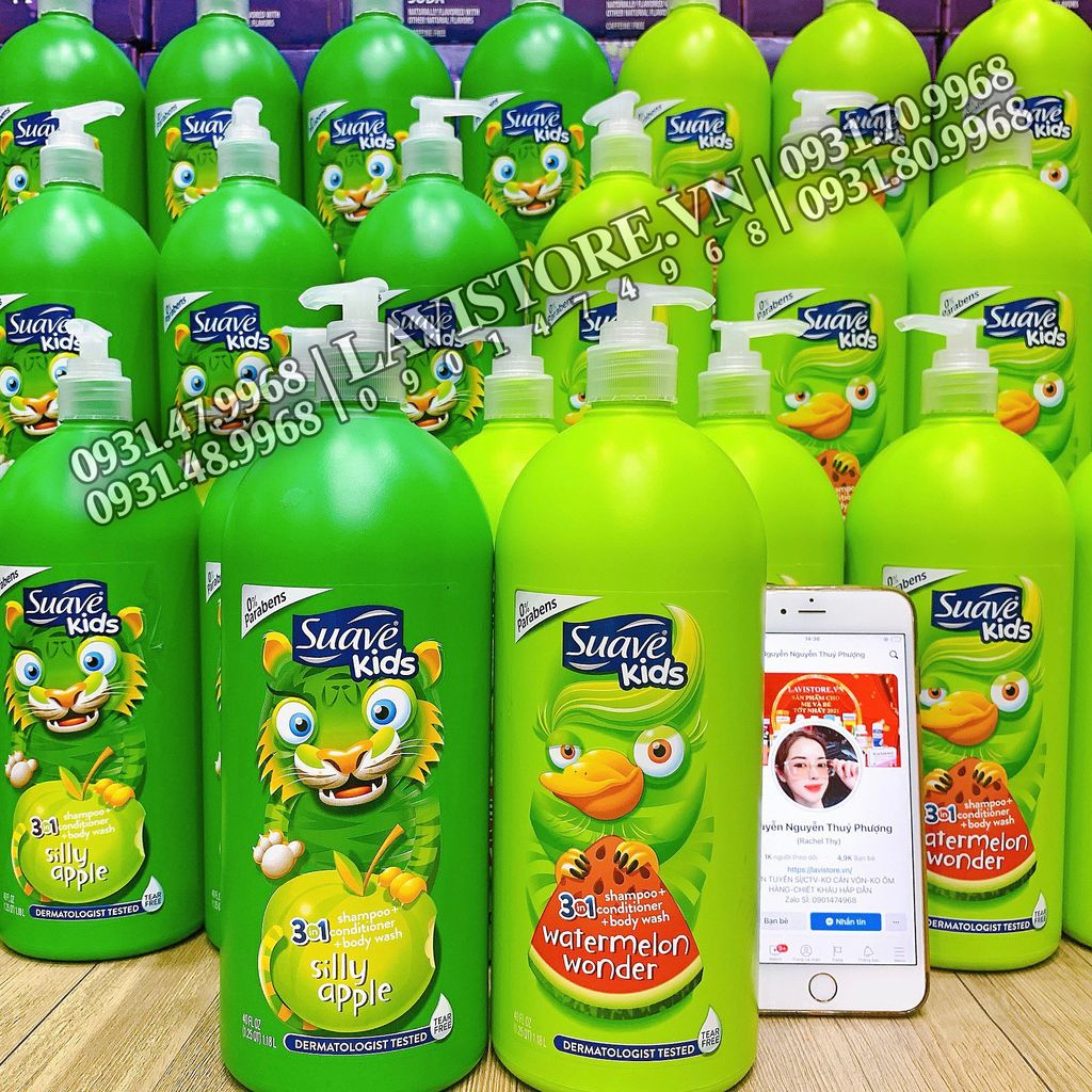 (08/2026) Sữa tắm 3in1 Suave Kids 1.18L Watermelon - DƯA HẤU