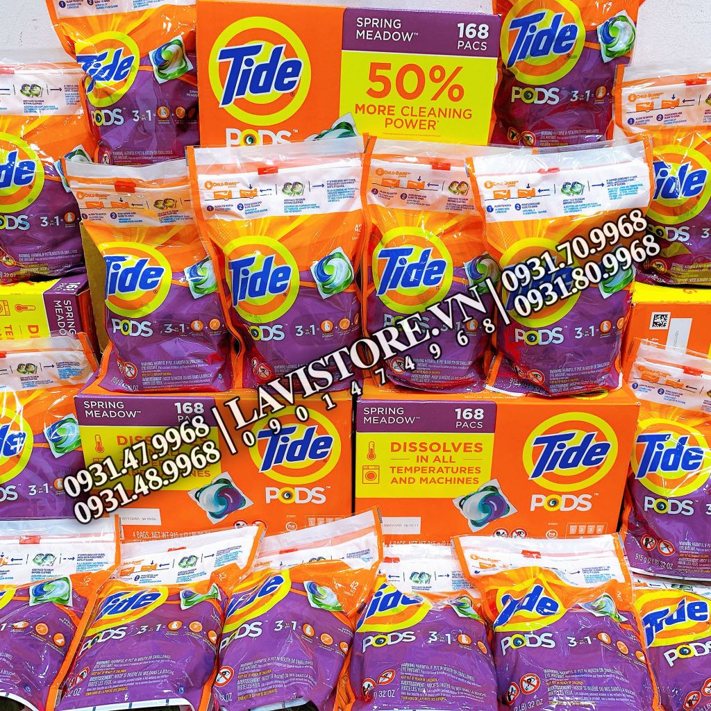 (03/2026) Viên giặt xả Tide PODS 156 viên (4 túi x 971g)