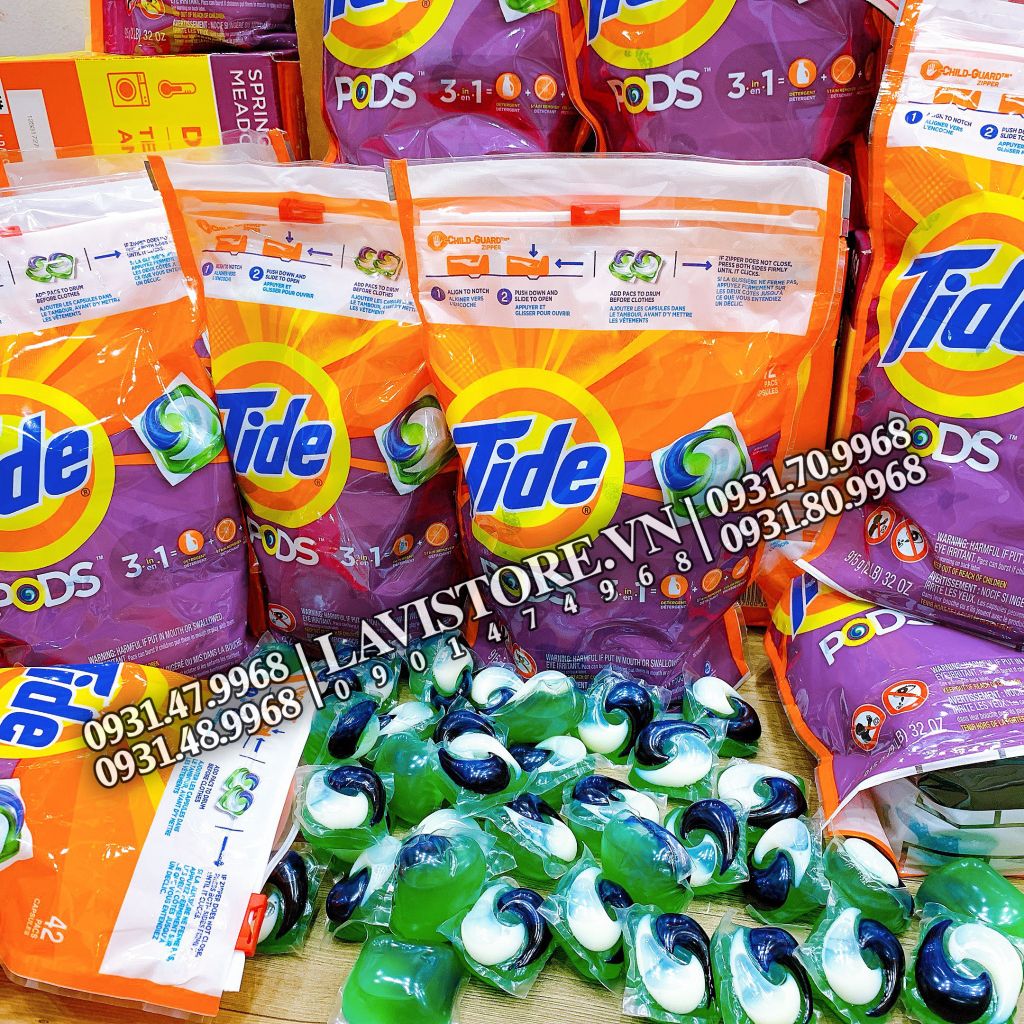 (03/2026) Viên giặt xả Tide PODS 156 viên (4 túi x 971g)