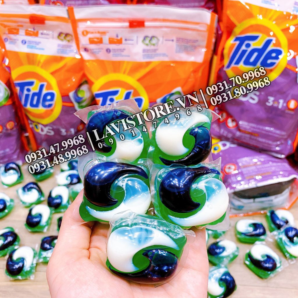 (03/2026) Viên giặt xả Tide PODS 156 viên (4 túi x 971g)