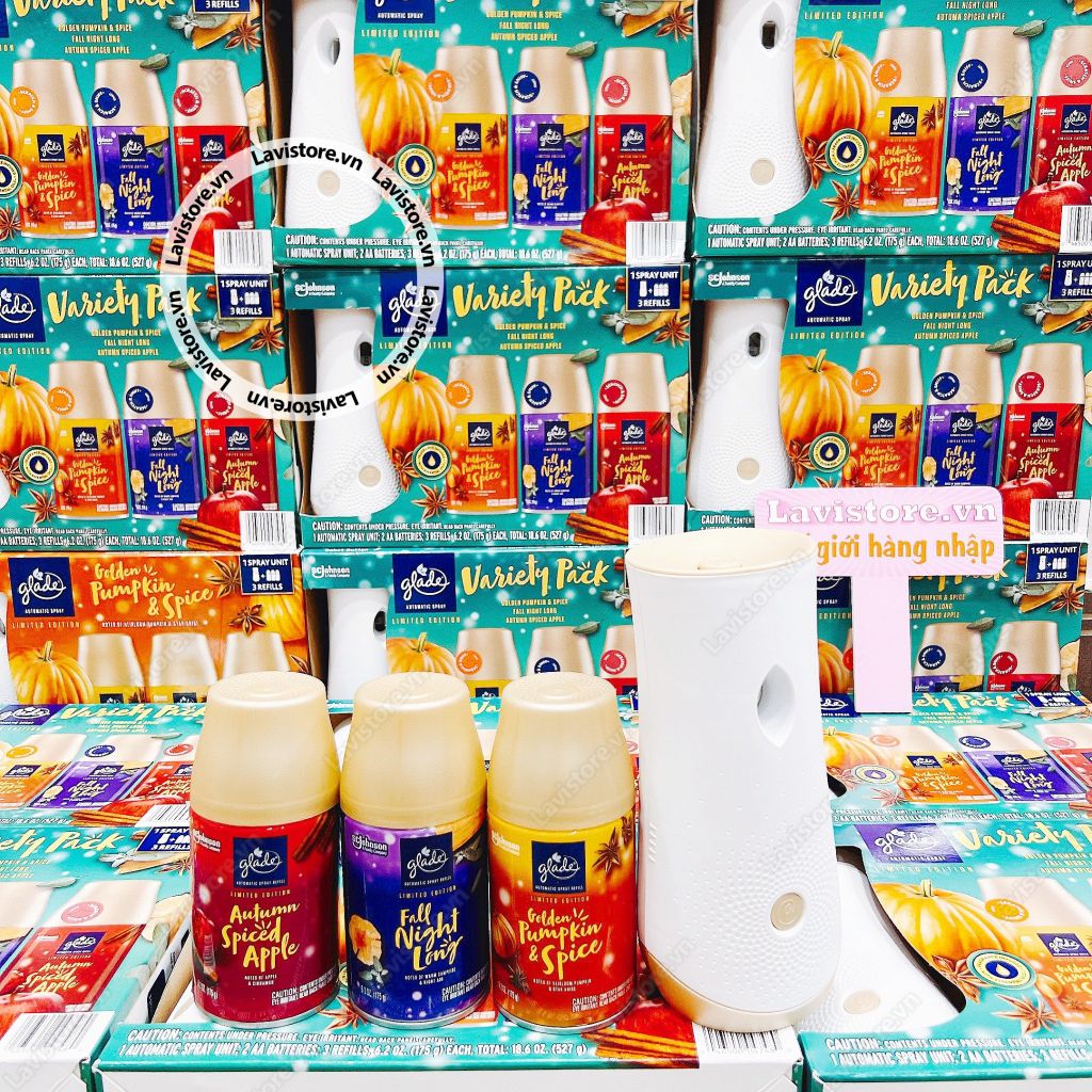 (MẪU MỚI)(SET 1) Set máy xịt thơm phòng tự động Glade 175g -Mix 3 mùi