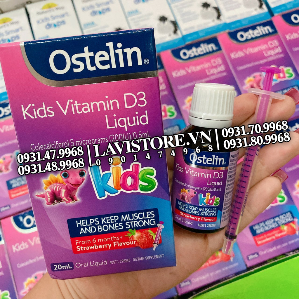 (01/2025) Ostelin Vitamin D3 Liquid Kids 20ml (khủng long)