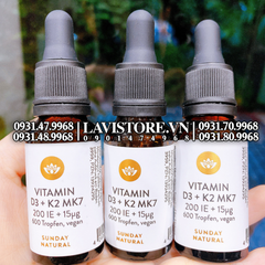 (11/2025) Vitamin D3 + K2 MK7 Sunday Natural 20ml