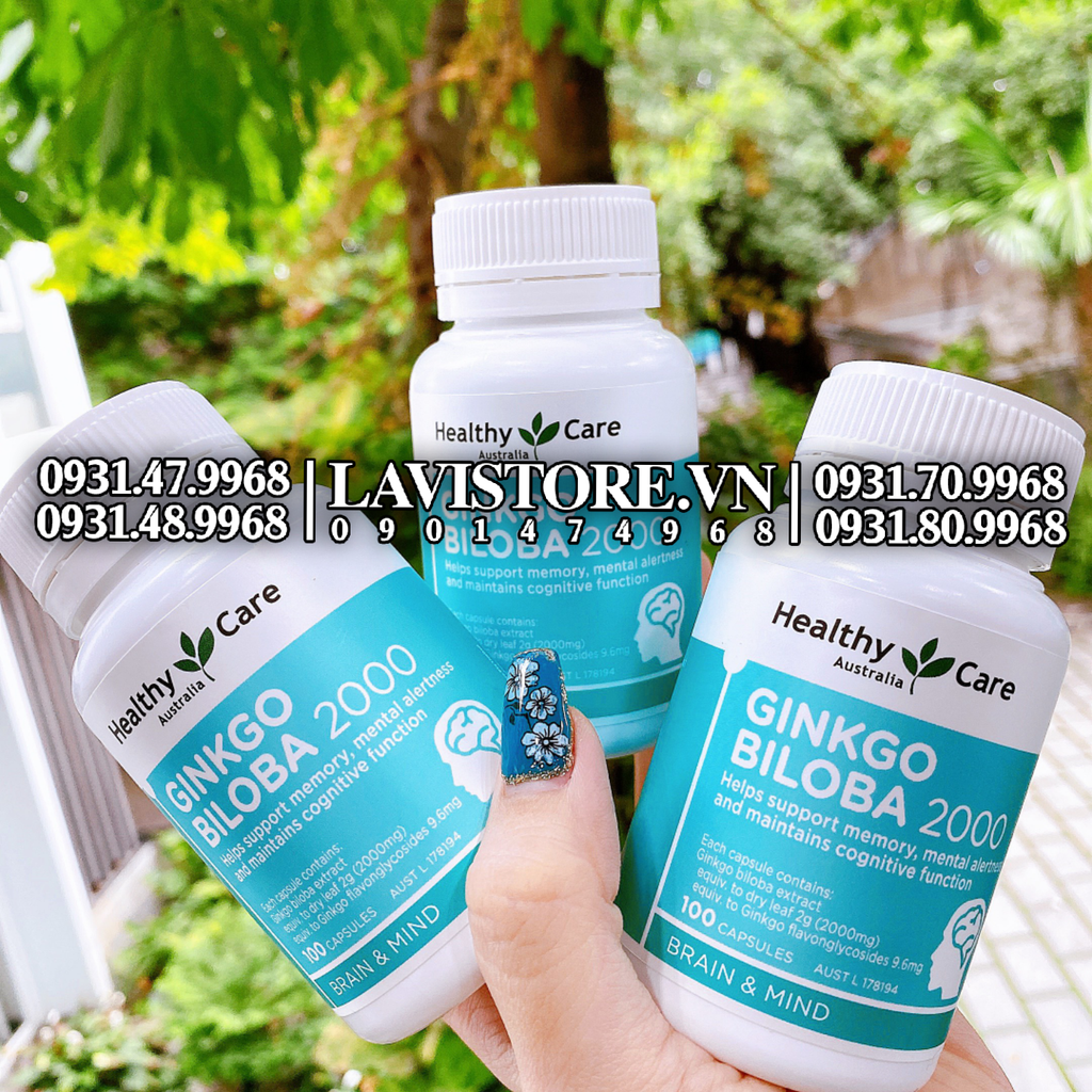 (02/2027) Bổ não Ginkgo Biloba 2000 Healthy Care 100v