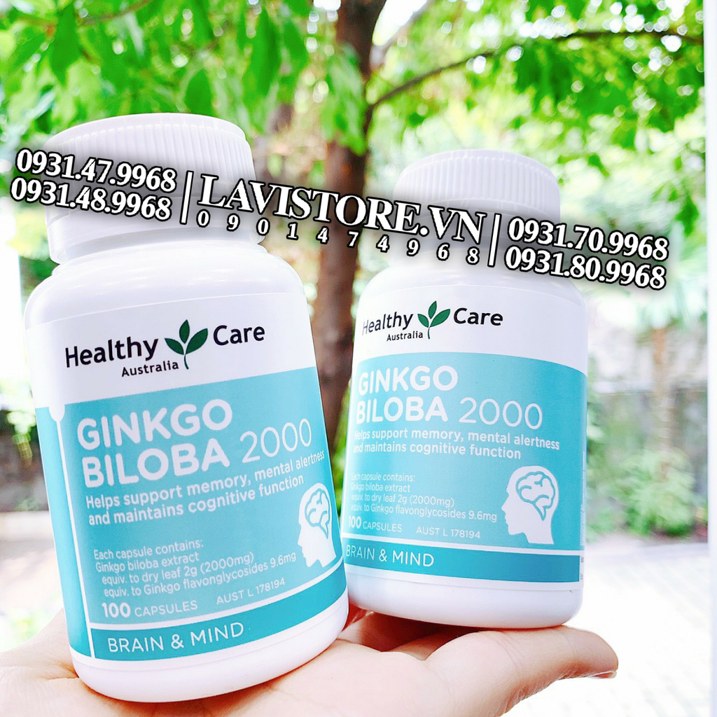 (02/2027) Bổ não Ginkgo Biloba 2000 Healthy Care 100v