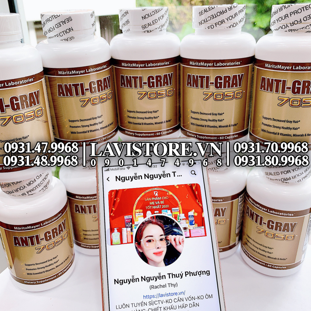 (12/2025) Viên uống trị tóc bạc Anti-Gray 7050 60 viên Mỹ