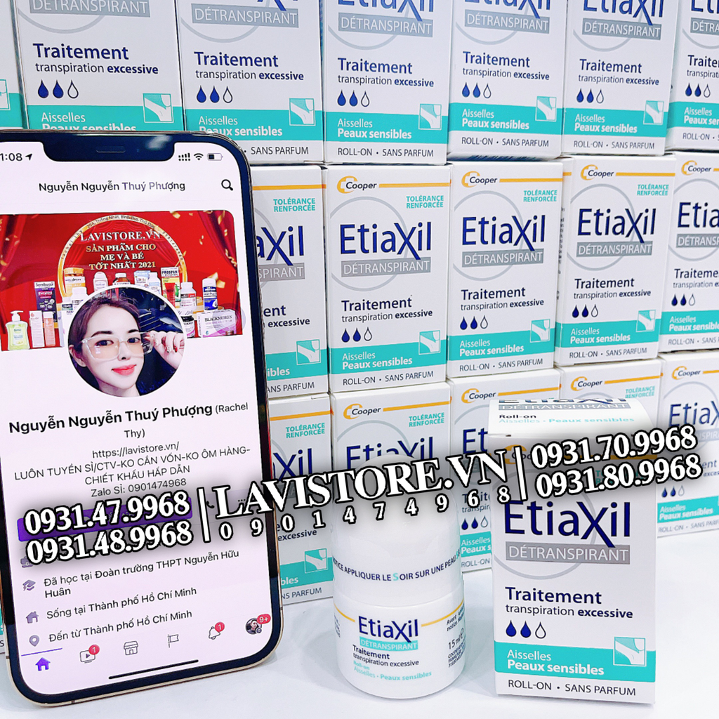 (08/2026) Lăn khử mùi Etiaxil 15ml - XANH LÁ