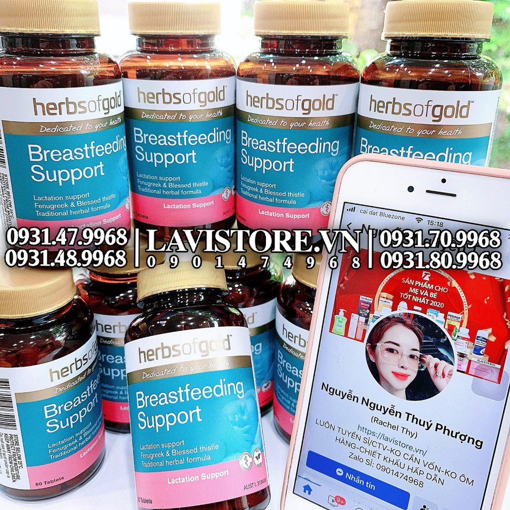 (04/2024) Lợi sữa Herbs Of Gold Breastfeeding Support 60v