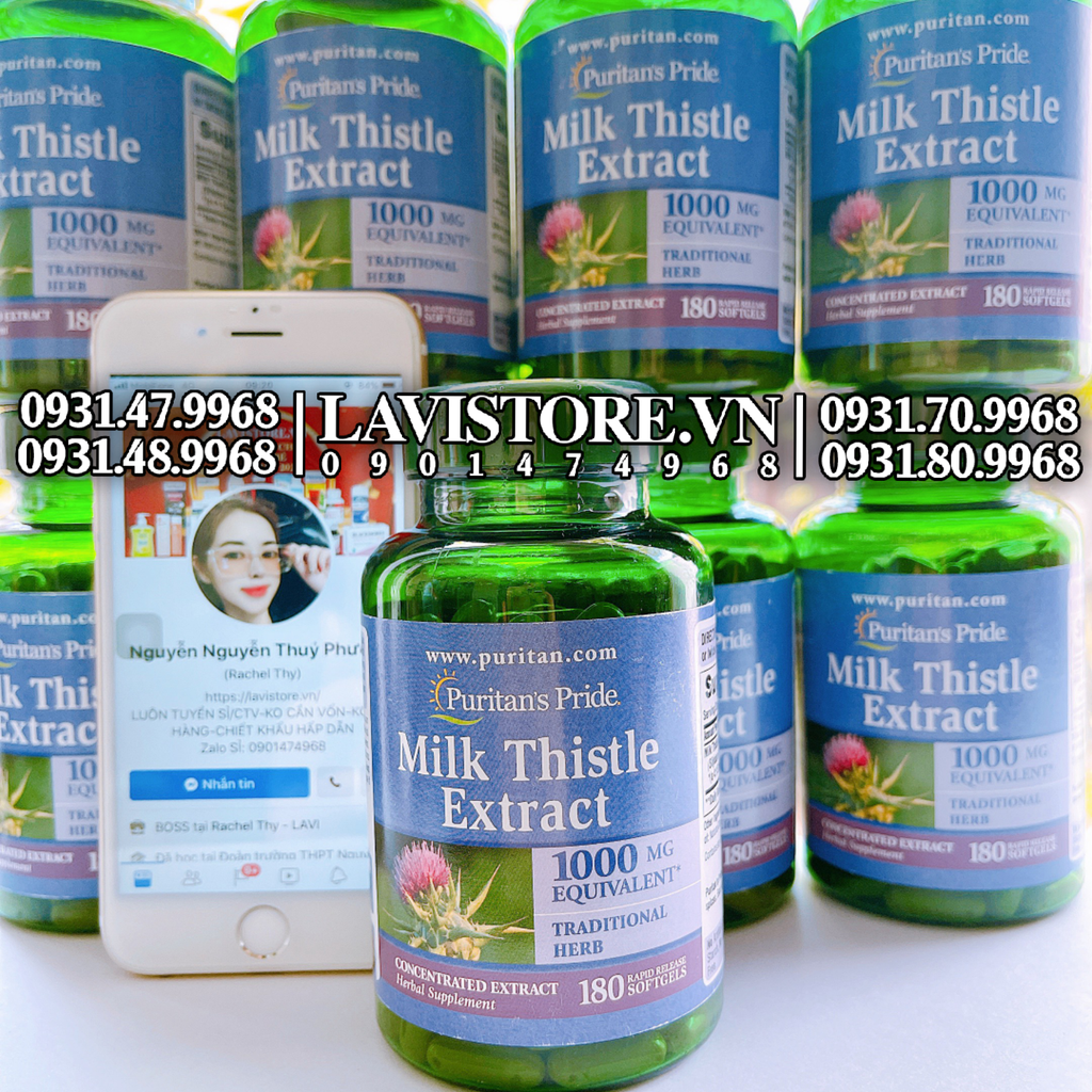 (12/2026) Giải độc gan Milk Thistle Extract 1000mg Puritan's Pride 180v