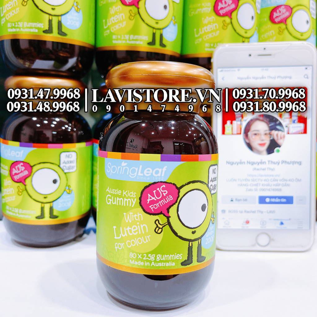 (09/2025) MẪU MỚI-Bổ mắt cho bé Gummy Lutein Spring Leaf 80 viên