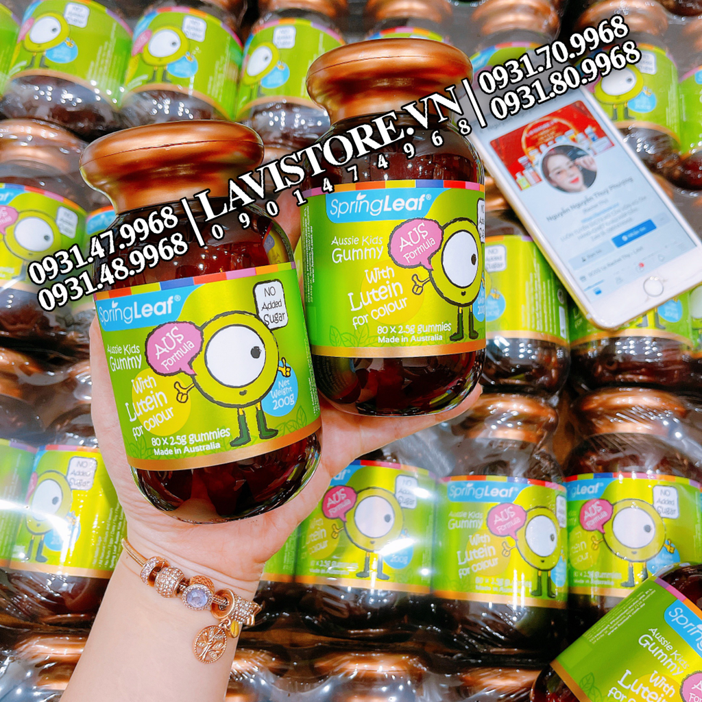 (09/2025) MẪU MỚI-Bổ mắt cho bé Gummy Lutein Spring Leaf 80 viên