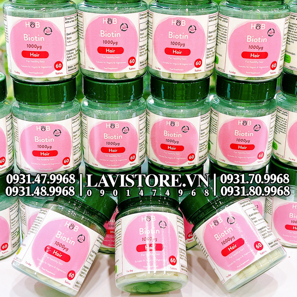 (09/2024) Viên uống mọc tóc Biotin 1000mg Hair 60 viên Holland & Barrett
