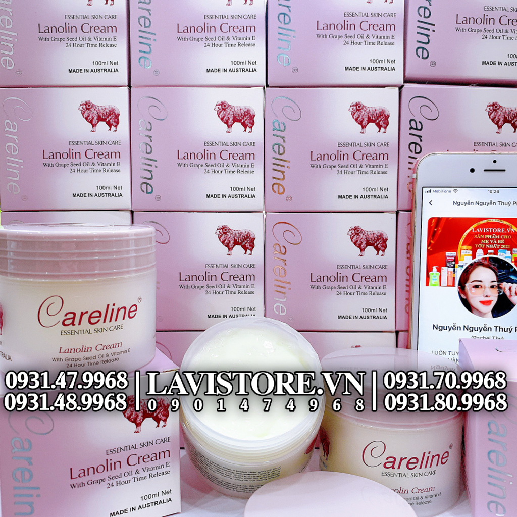 (08/2025) Kem cừu Careline Lanolin Úc 100ml - CAM (chống lão hoá)
