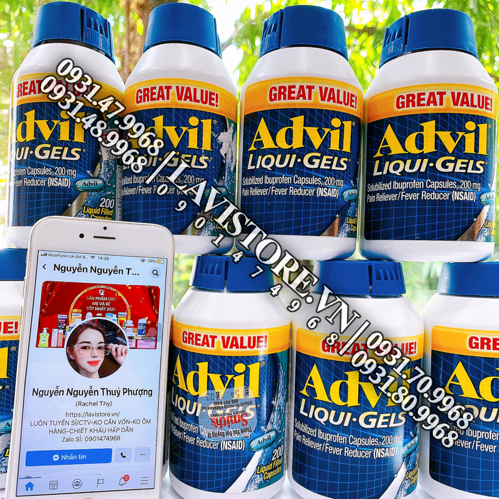 (08/2023) Thuốc giảm đau Advil 200v dạng Gel
