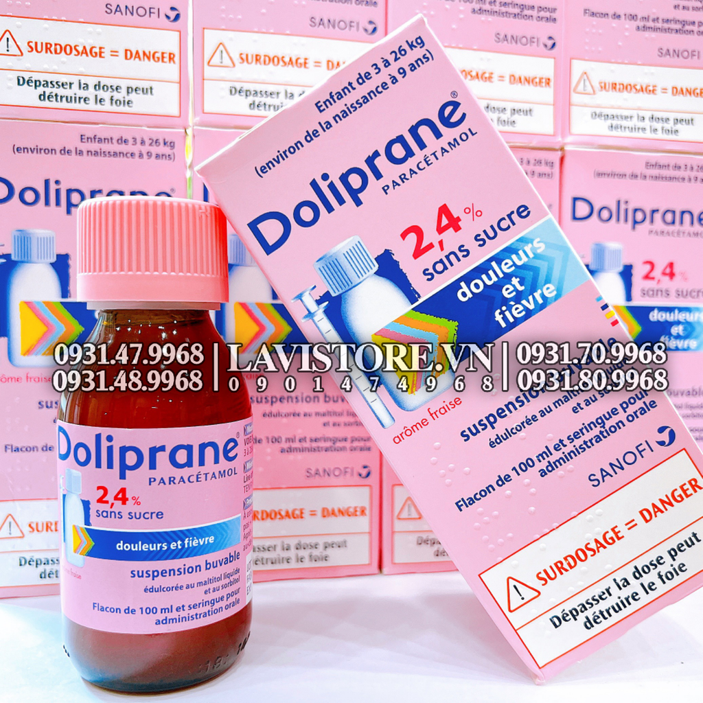 (01/2025) Siro hạ sốt Doliprane 2,4% của Pháp 100ml
