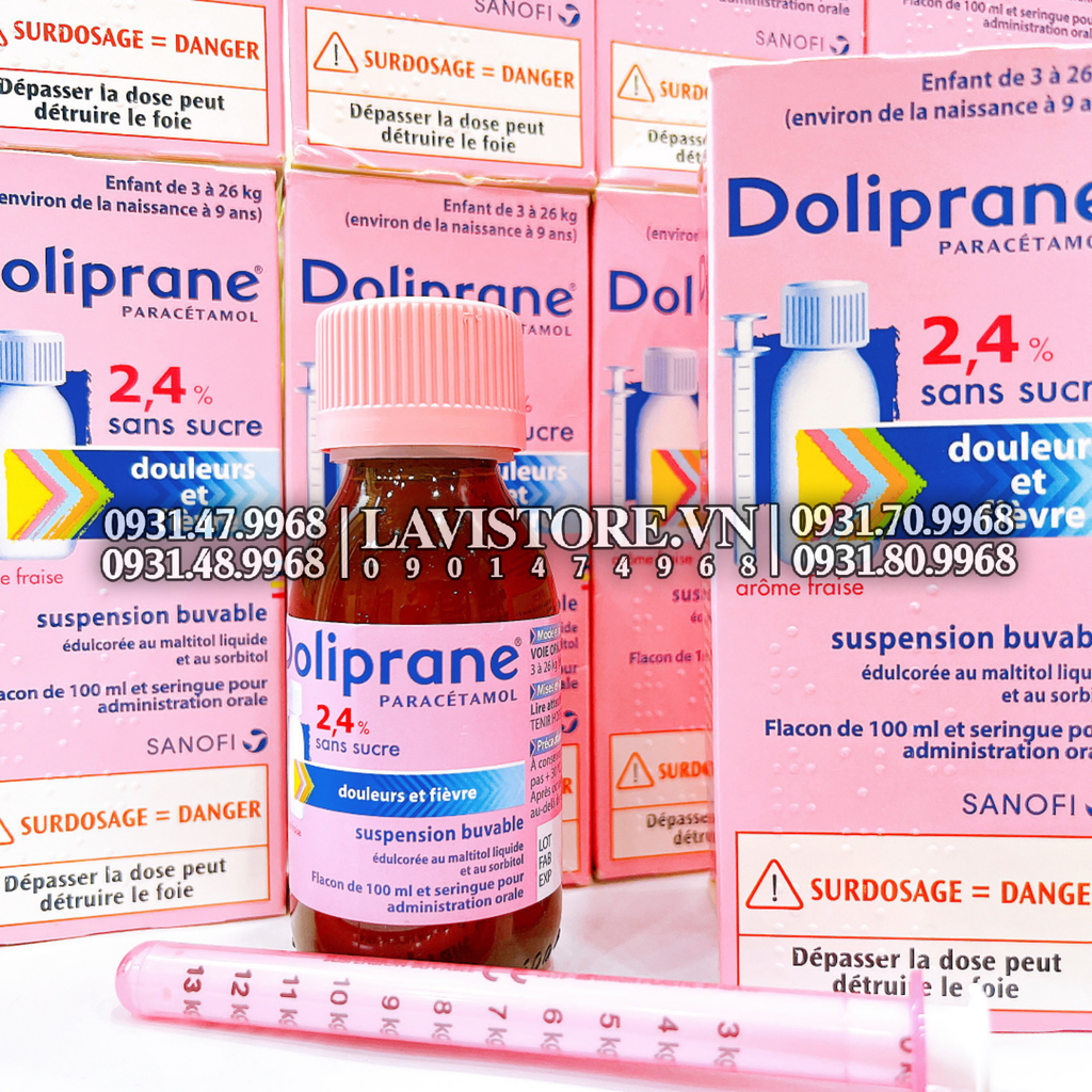 (01/2025) Siro hạ sốt Doliprane 2,4% của Pháp 100ml