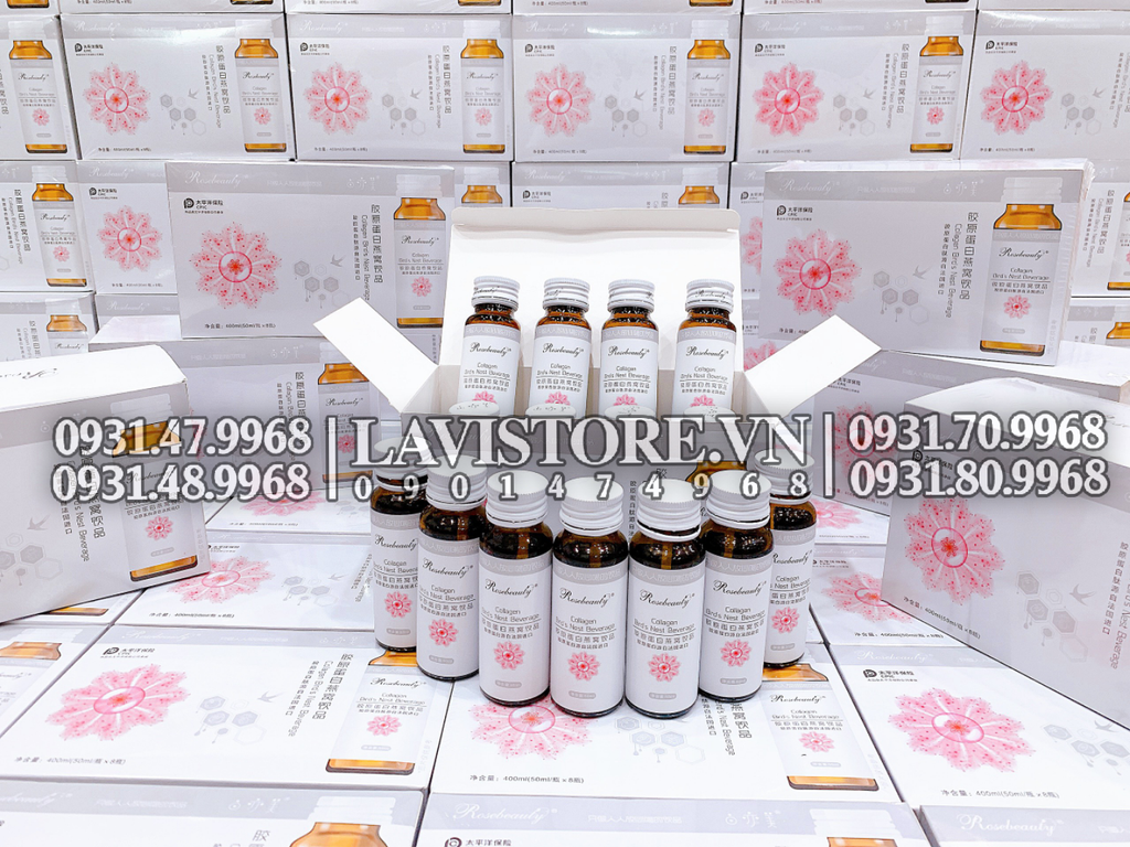 (12/2024) Nước uống Collagen Yến Rosebeauty (8chai*50ml)