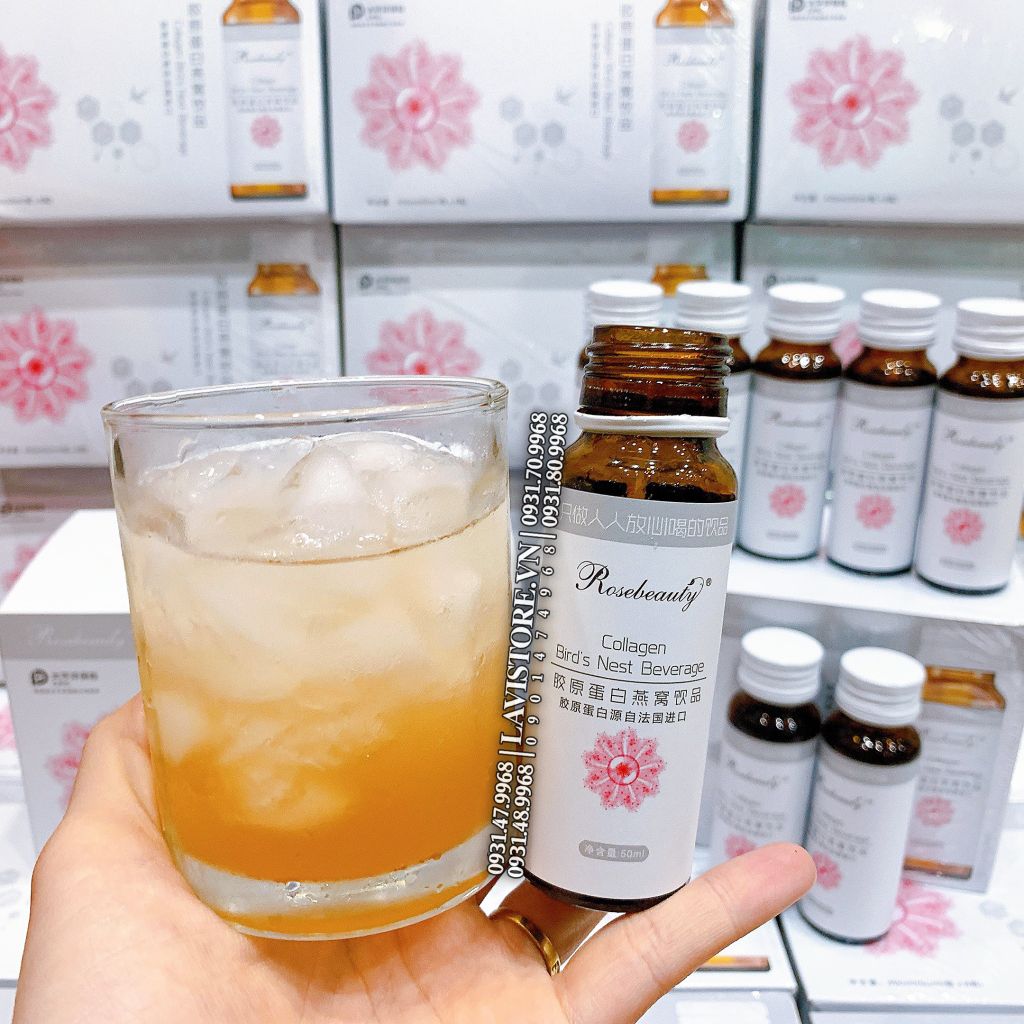 (12/2024) Nước uống Collagen Yến Rosebeauty (8chai*50ml)