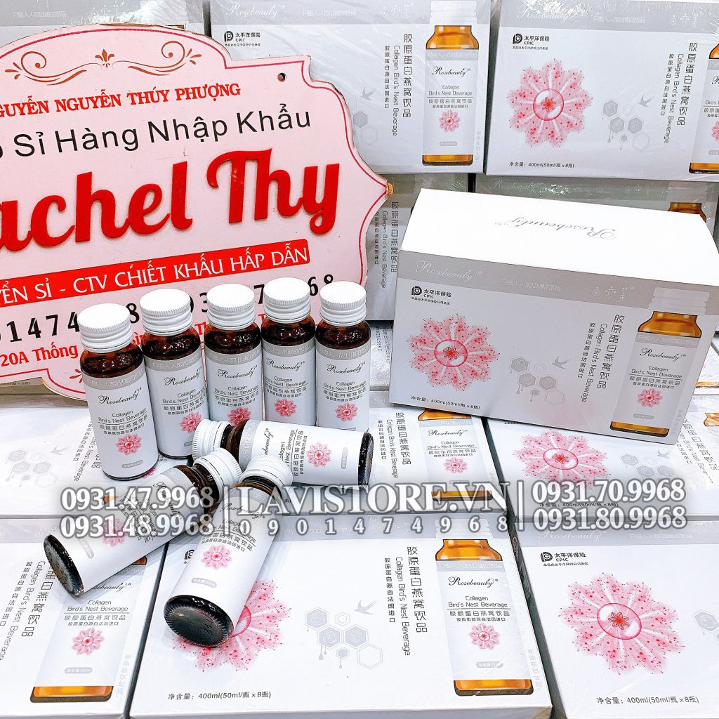 (12/2024) Nước uống Collagen Yến Rosebeauty (8chai*50ml)