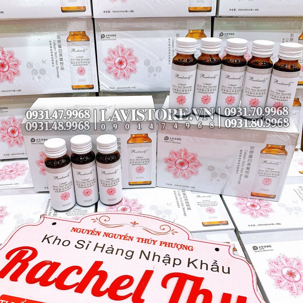 (12/2024) Nước uống Collagen Yến Rosebeauty (8chai*50ml)
