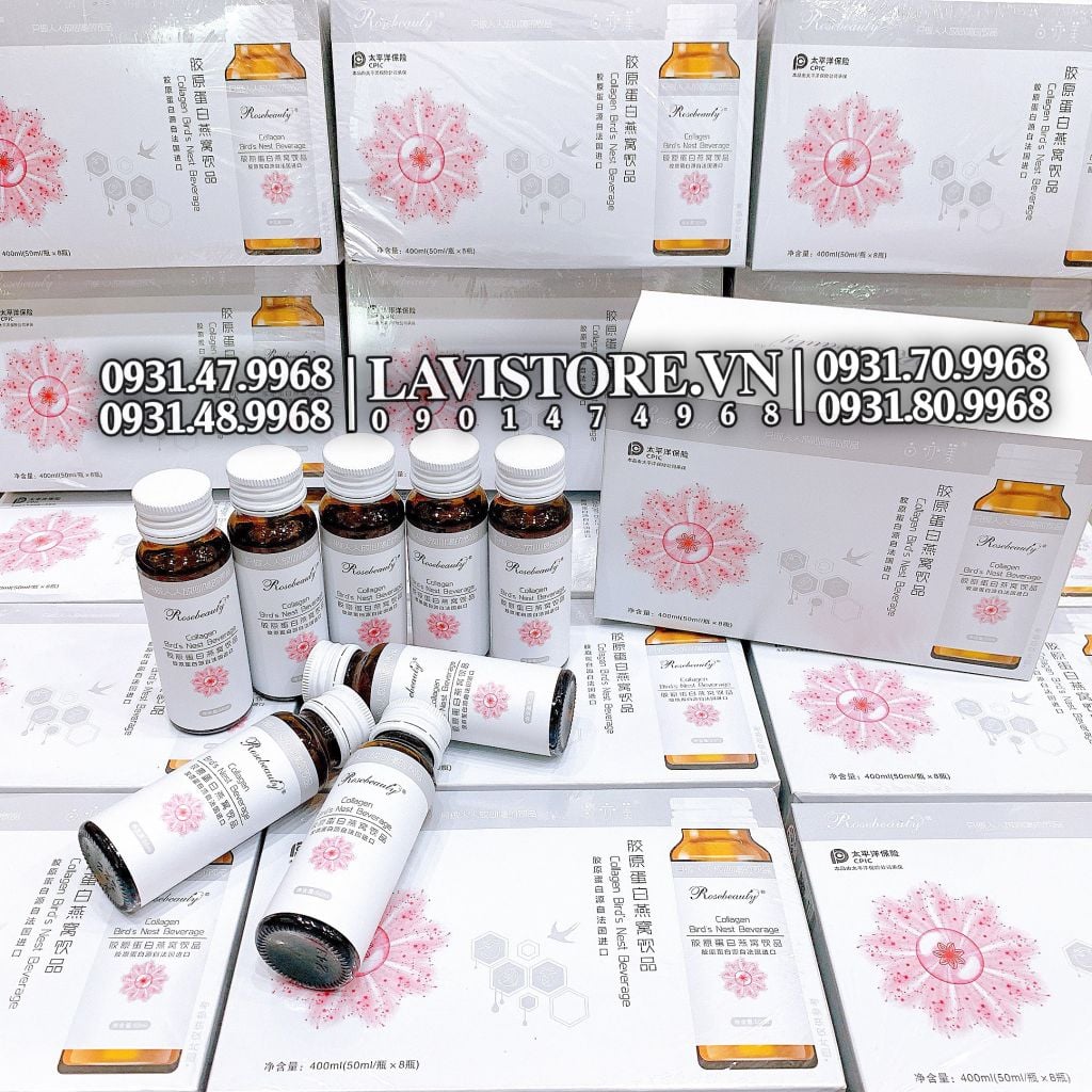 (12/2024) Nước uống Collagen Yến Rosebeauty (8chai*50ml)