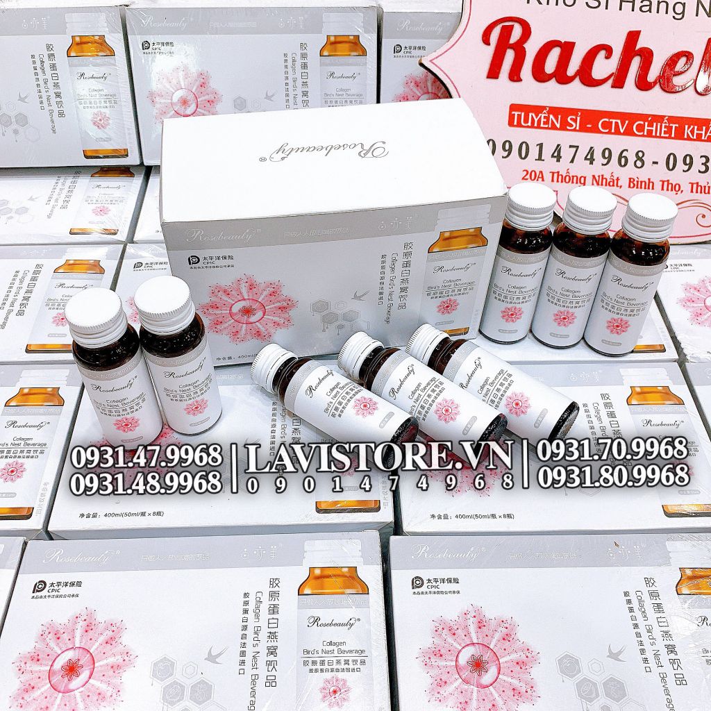 (12/2024) Nước uống Collagen Yến Rosebeauty (8chai*50ml)