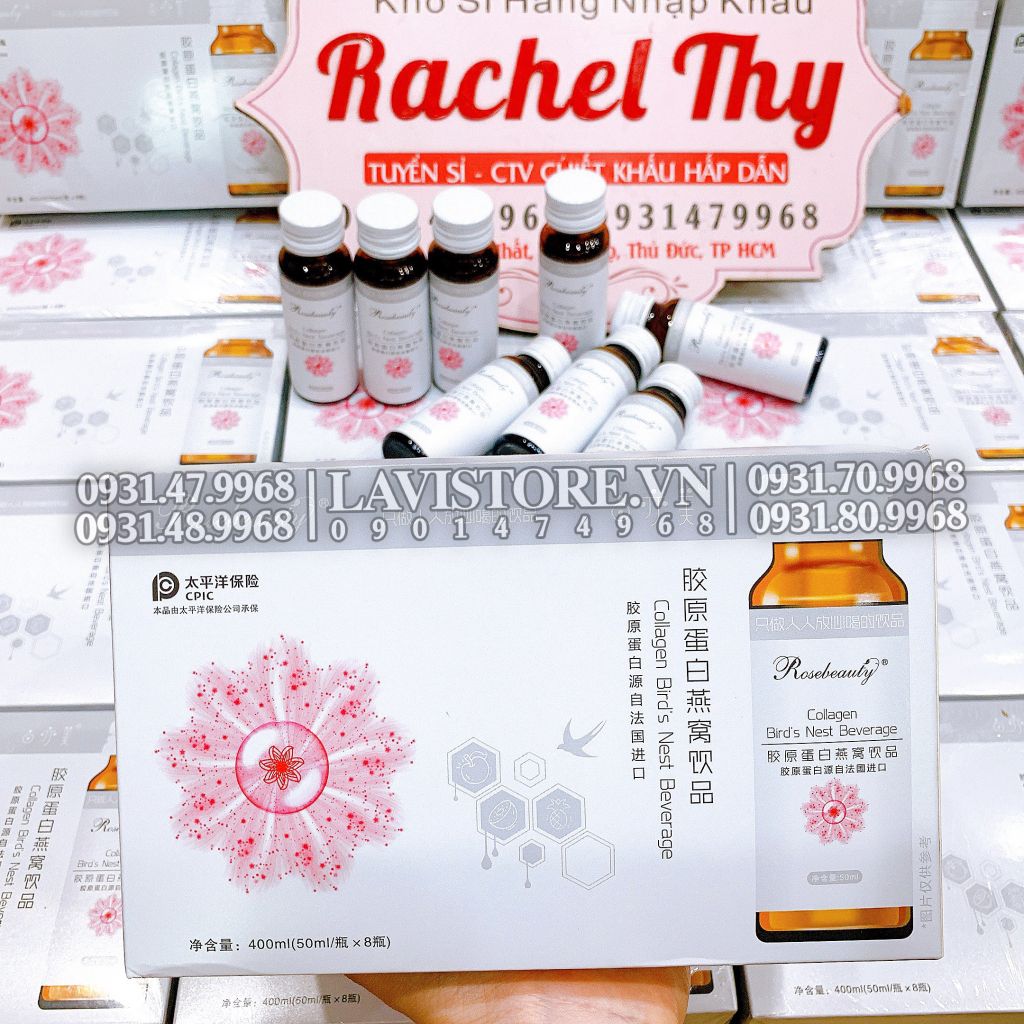 (12/2024) Nước uống Collagen Yến Rosebeauty (8chai*50ml)