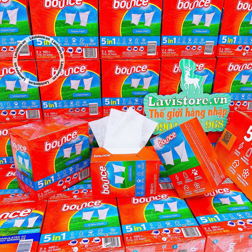 (MẪU MỚI ) Giấy thơm Bounce 5IN1 (2h x 160tờ)