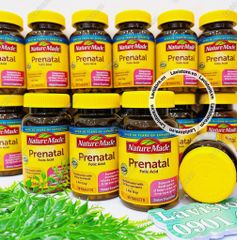 (08/2025) Bầu Mỹ Prenatal Folic Acid DHA Nature Made 150v