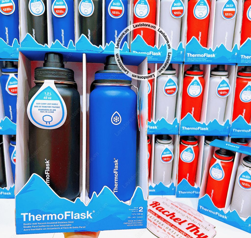 Set bình giữ nhiệt Thermo Flask 1.2lit*2 - MÀU ĐỎ | MÀU XÁM