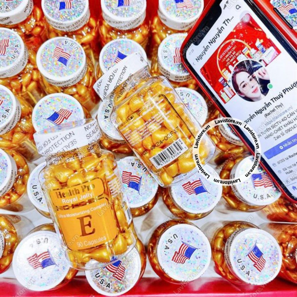 Viên dưỡng da Vitamin E Health Pro Royal Jelly 90v
