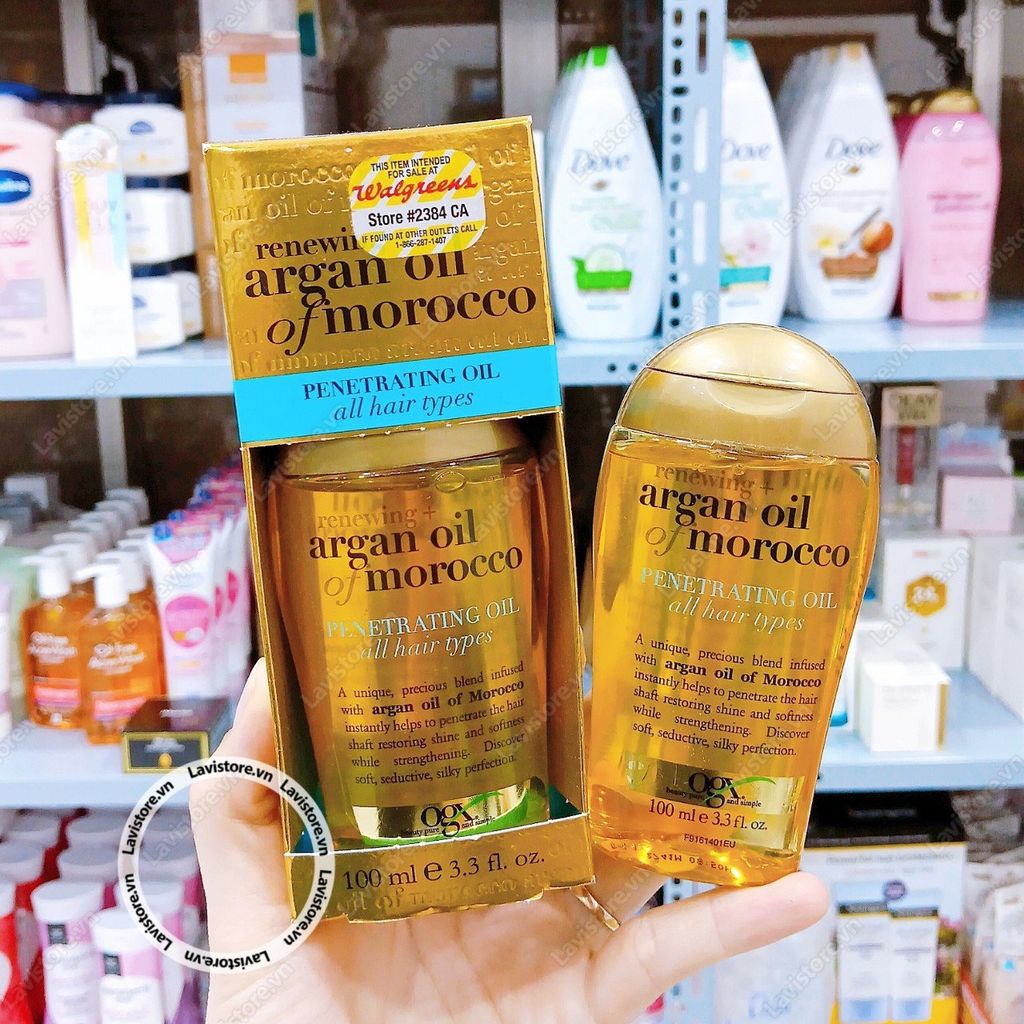(11/2024) Dầu dưỡng tóc OGX Argan Oil Of Morocco Extra Penetrating Oil 100ml - XANH ĐẬM (tóc khô,xơ,rối)