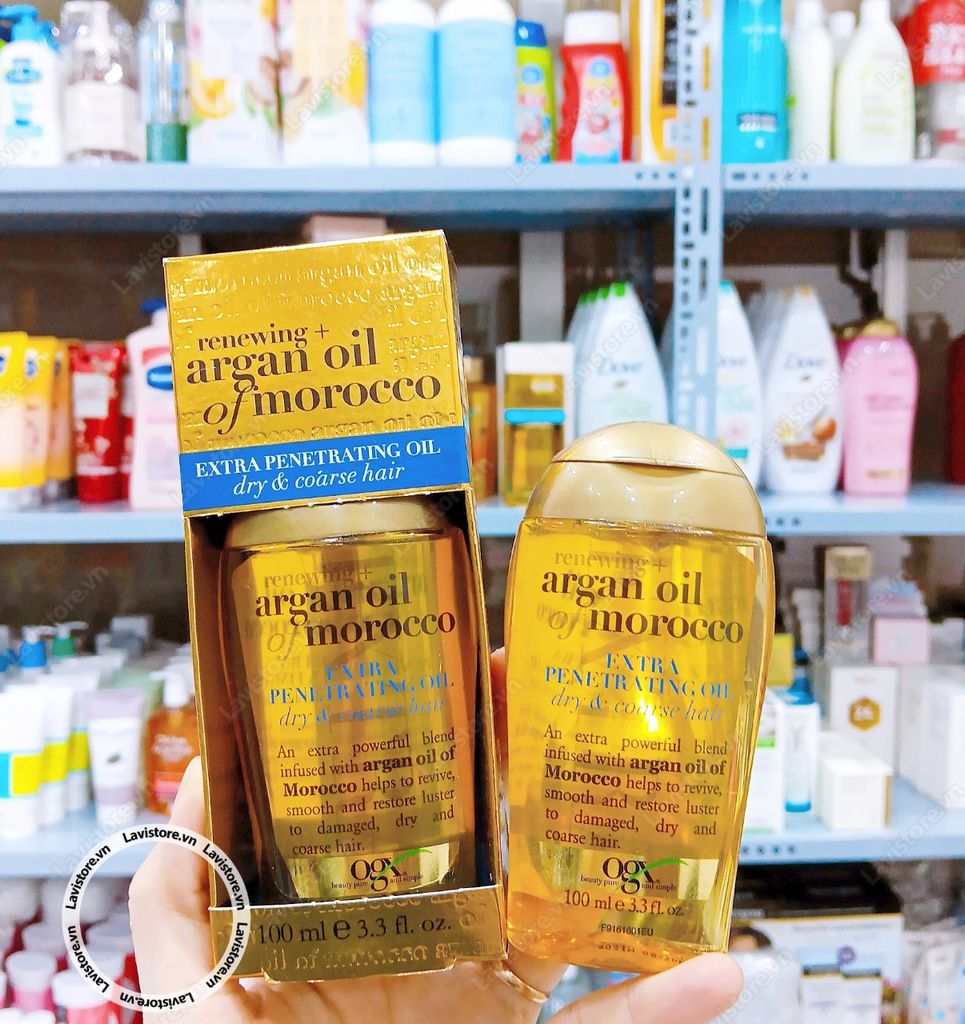 (11/2024) Dầu dưỡng tóc OGX Argan Oil Of Morocco Extra Penetrating Oil 100ml - XANH ĐẬM (tóc khô,xơ,rối)