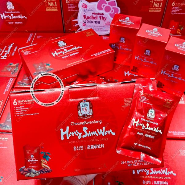 (5/2025) Nước hồng sâm Mỹ HongSamWon 30 gói - HỘP ĐỎ