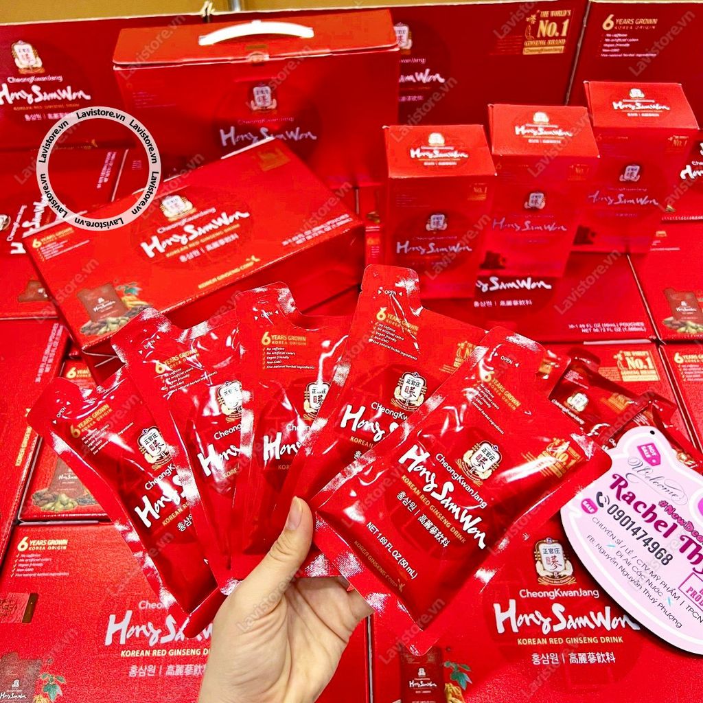 (5/2025) Nước hồng sâm Mỹ HongSamWon 30 gói - HỘP ĐỎ