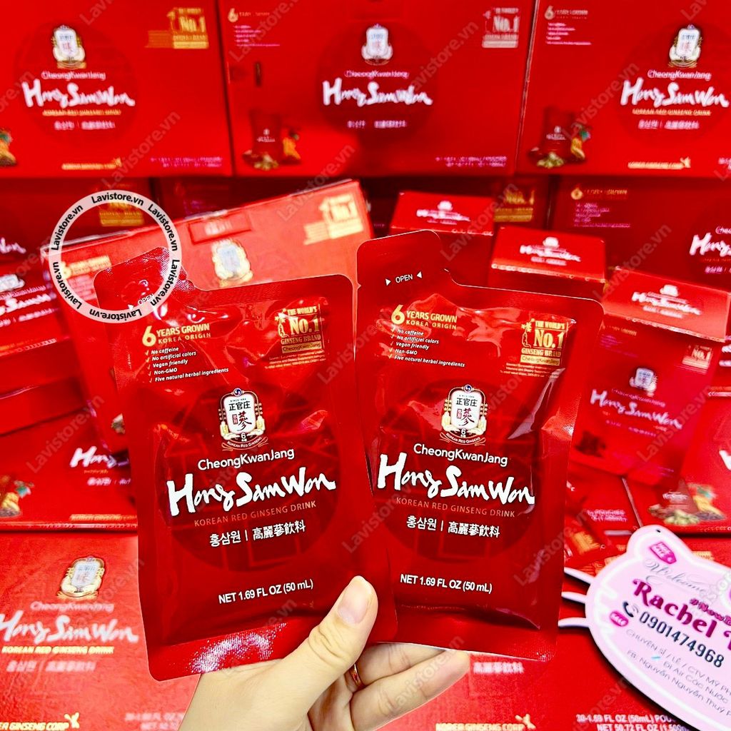 (5/2025) Nước hồng sâm Mỹ HongSamWon 30 gói - HỘP ĐỎ