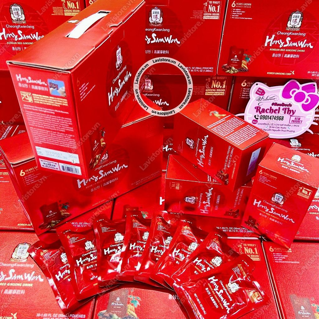 (5/2025) Nước hồng sâm Mỹ HongSamWon 30 gói - HỘP ĐỎ