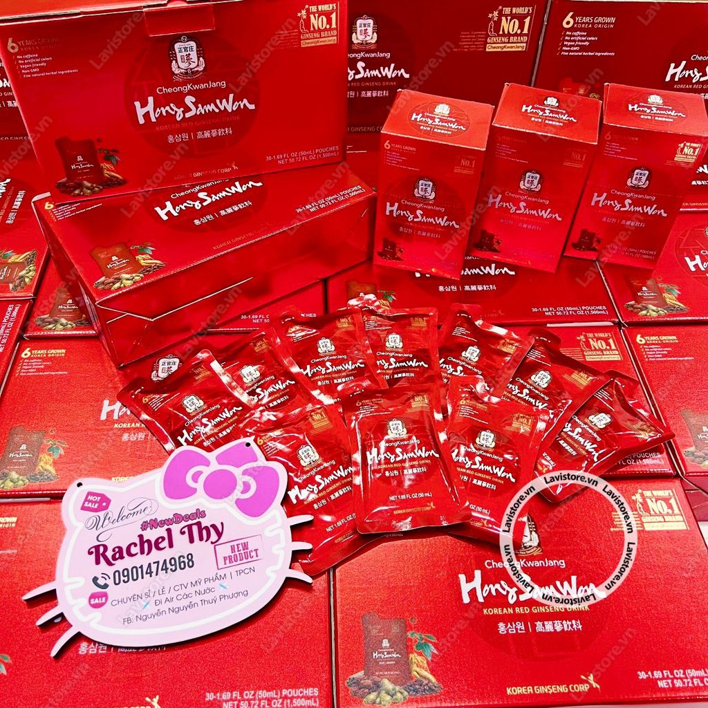(5/2025) Nước hồng sâm Mỹ HongSamWon 30 gói - HỘP ĐỎ