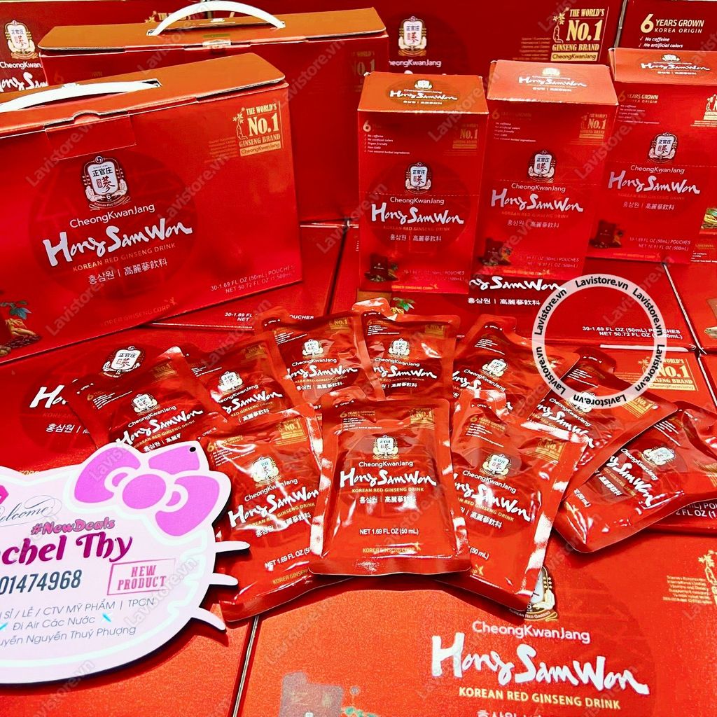 (5/2025) Nước hồng sâm Mỹ HongSamWon 30 gói - HỘP ĐỎ