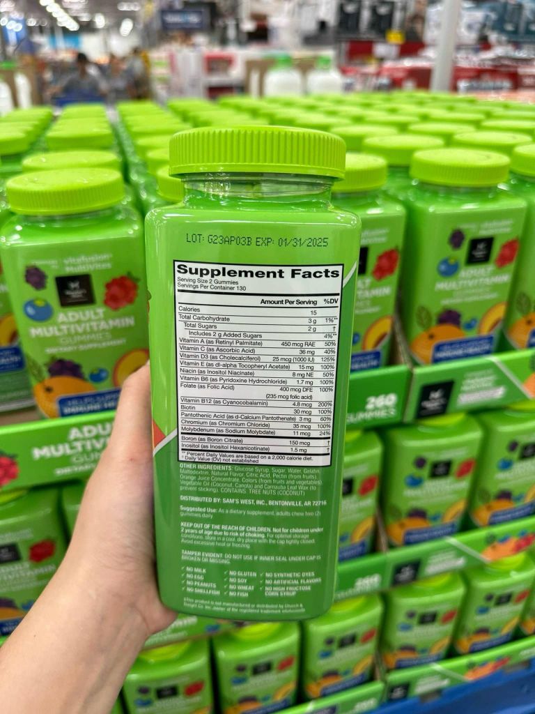 (01/2025) Kẹo tổng hợp ADULT MULTIVITAMIN MEMBER’S MARK 260viên