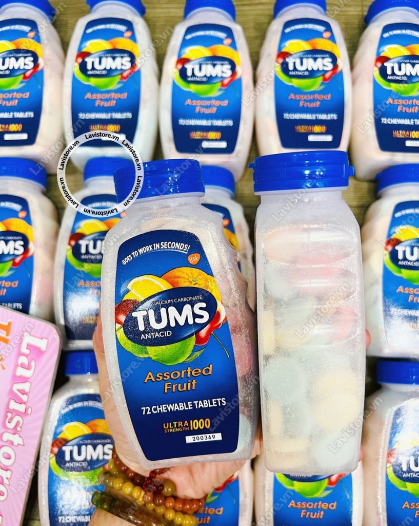 (2025) ASSORTED BERRIES - Viên nhai dạ dày TUMS Extra 750mg 100v