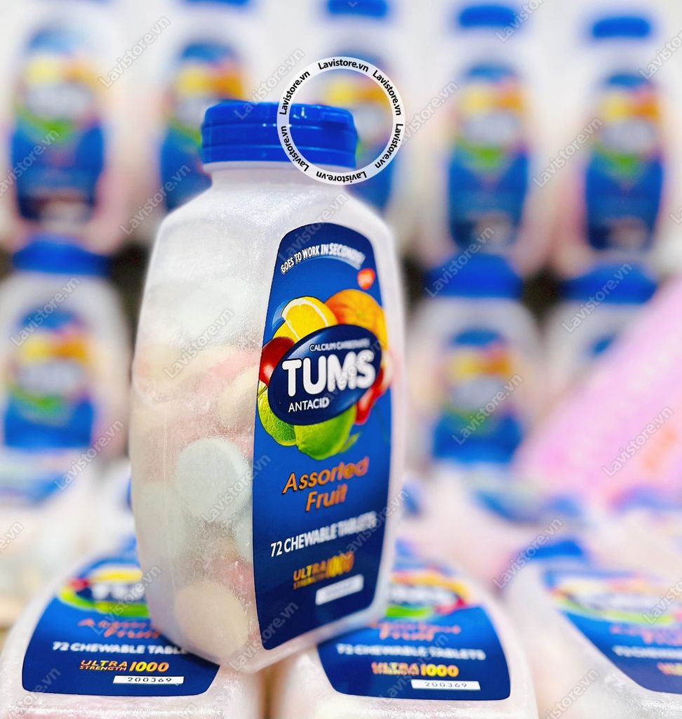 (2025) ASSORTED BERRIES - Viên nhai dạ dày TUMS Extra 750mg 100v