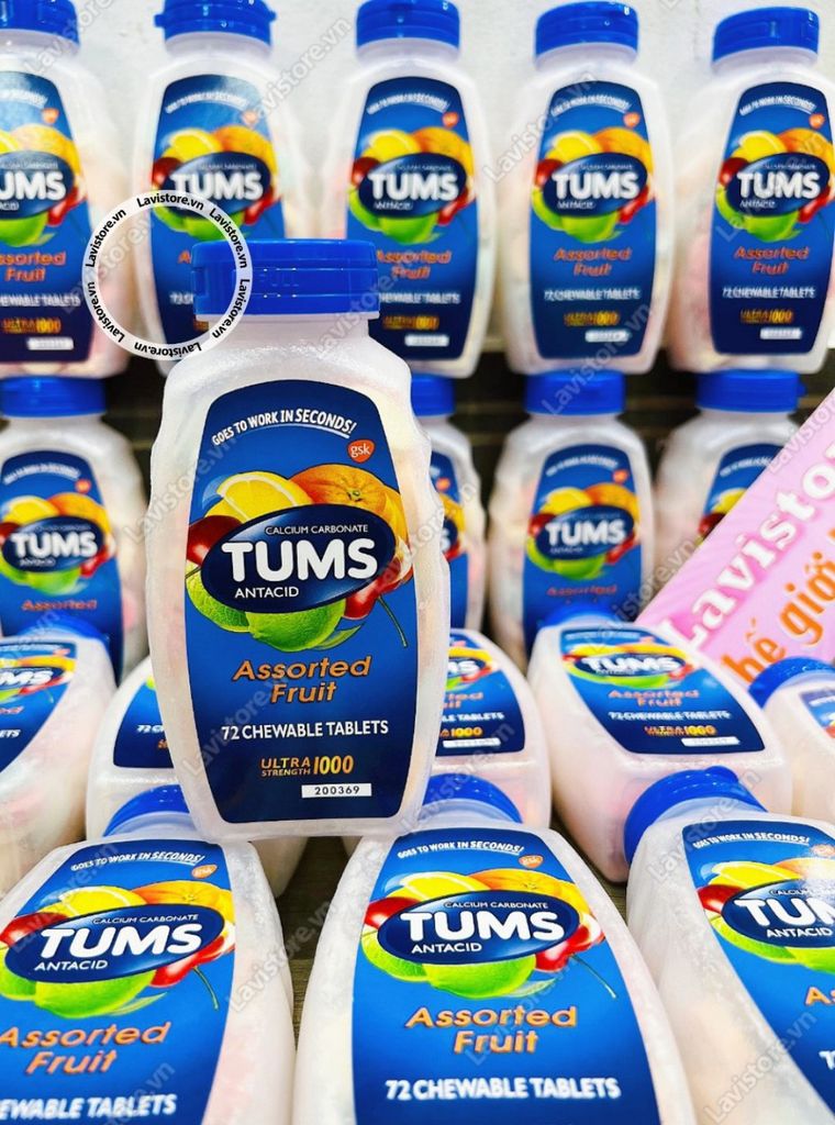 (2025) ASSORTED BERRIES - Viên nhai dạ dày TUMS Extra 750mg 100v