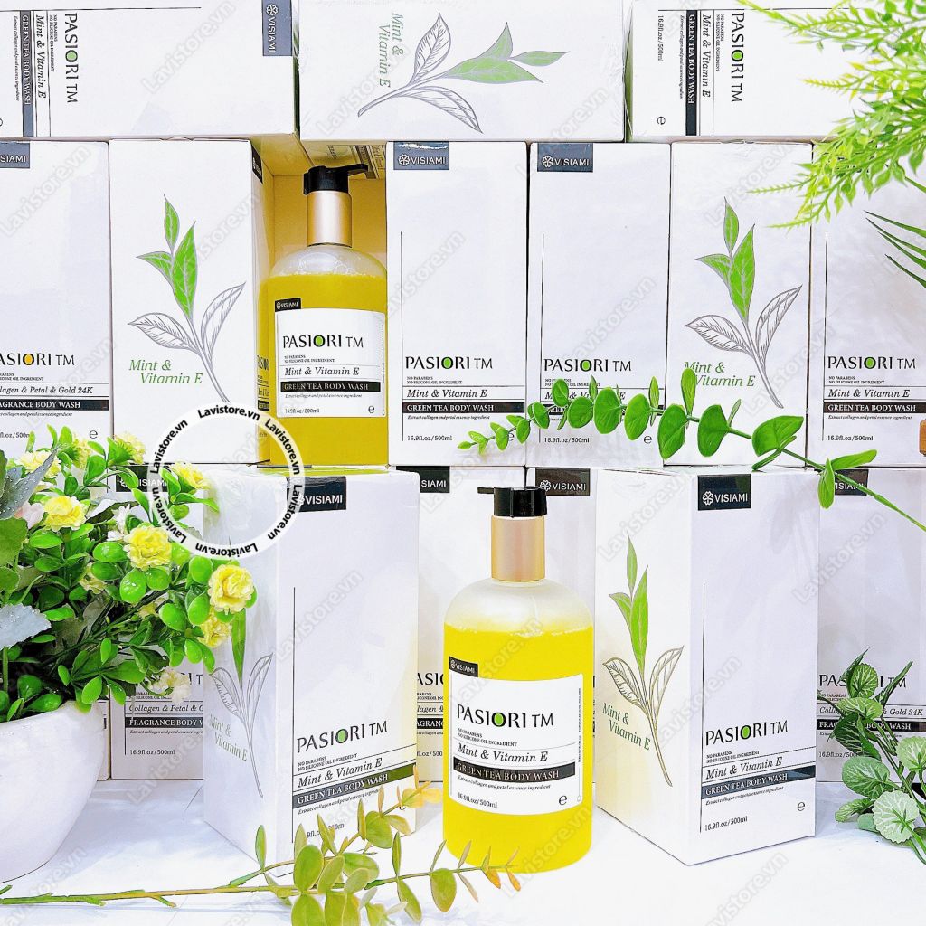 (07/2025) Sữa tắm Pasiori Mint & Vitamin e ( Hương Green Tea)(có tem phụ)